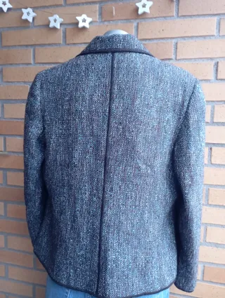 Blazer de lana gris y verde azulado