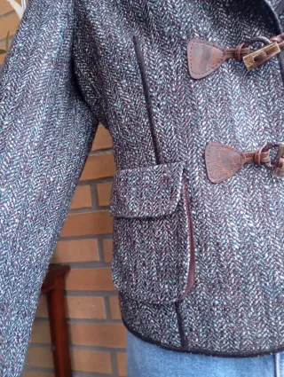 Blazer de lana gris y verde azulado