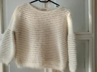 Jersey de lana beige rayas talla M