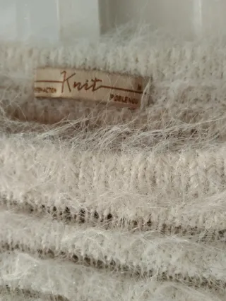 Jersey de lana beige rayas talla M