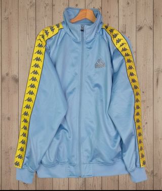 Giacca Kappa Vintage Celeste Banda Gialla M