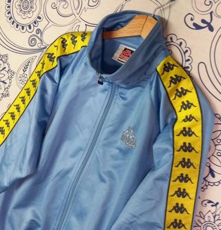 Giacca Kappa Vintage Celeste Banda Gialla M