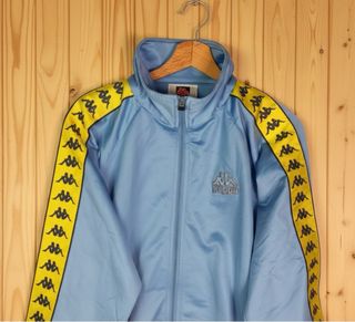 Giacca Kappa Vintage Celeste Banda Gialla M