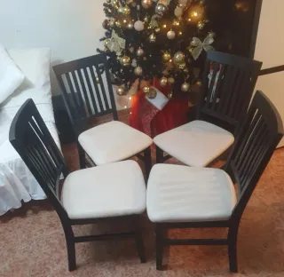 4 Sillas Comedor Madera Tapizadas