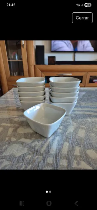 Juego de 12 cuencos cuadrados de porcelana