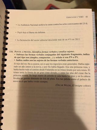 Ejercicios de sintaxis 1º y 2º para la ESO