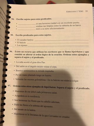 Ejercicios de sintaxis 1º y 2º para la ESO