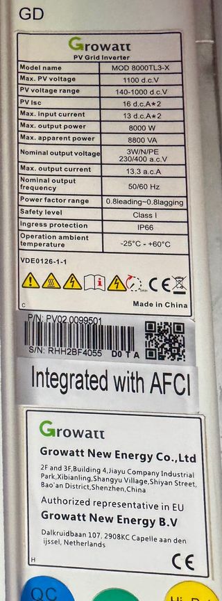 Inversor Solar Growatt MOD 8000TL3-X trifásico