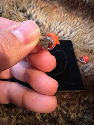 Pendientes Coral Tallados Mano