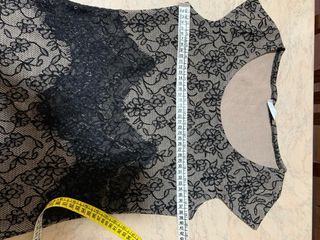 Abito grigio con pizzo nero floreale donna Promod