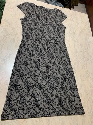 Abito grigio con pizzo nero floreale donna Promod