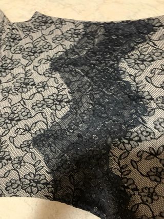 Abito grigio con pizzo nero floreale donna Promod