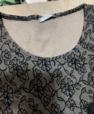 Abito grigio con pizzo nero floreale donna Promod