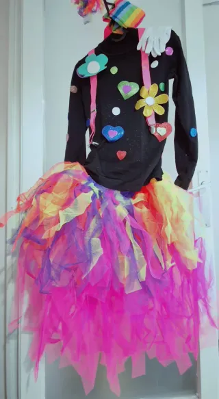 Disfraz Payasa Multicolor Talla Única