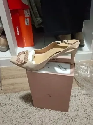 Zapato Karmine Talla 40 Rosa Dorado