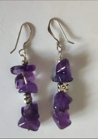 Pendientes Plata de Ley con Piedras Moradas