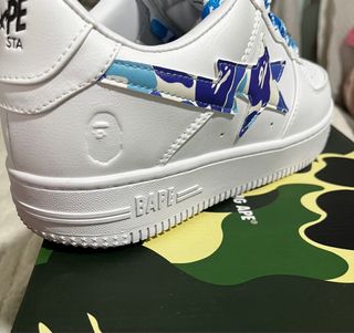 Bape Scarpe Bapesta Blu e Bianche