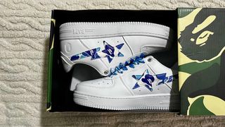 Bape Scarpe Bapesta Blu e Bianche
