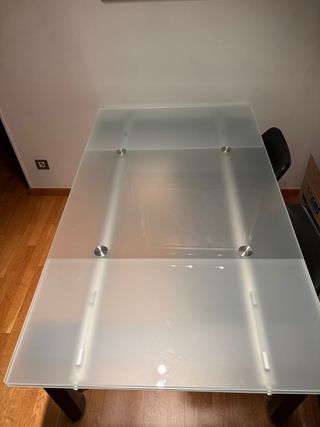 Mesa extensible cristal, madera y metal