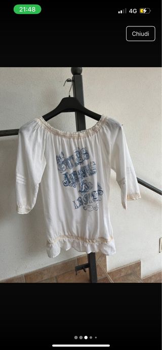 Blusa bianca Guess Off Shoulder anni 2000