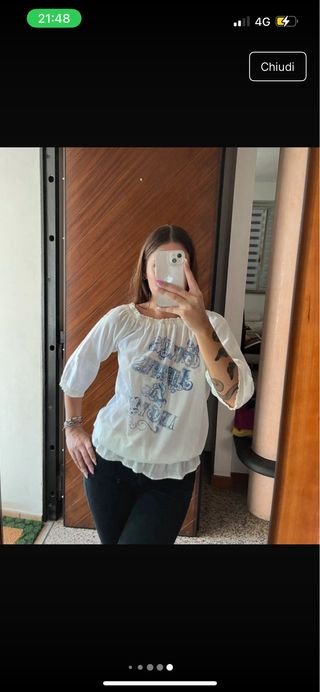 Blusa bianca Guess Off Shoulder anni 2000