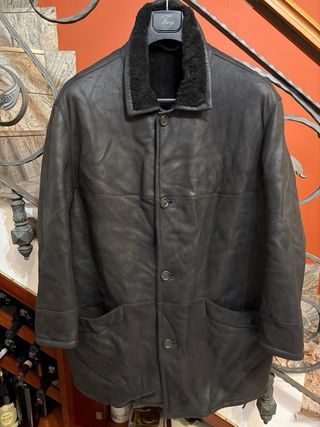 Cappotto Montone Shearling Vera Pelle Nera vintage