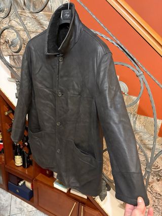 Cappotto Montone Shearling Vera Pelle Nera vintage