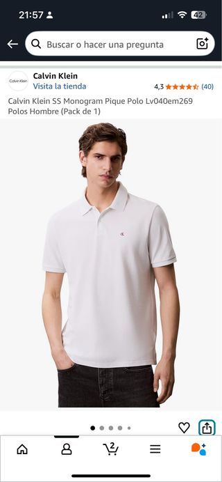 Polo Calvin Klein Blanco Talla XXL