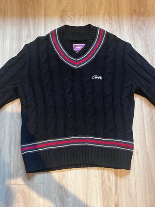 Jersey Corteiz cuello pico negro