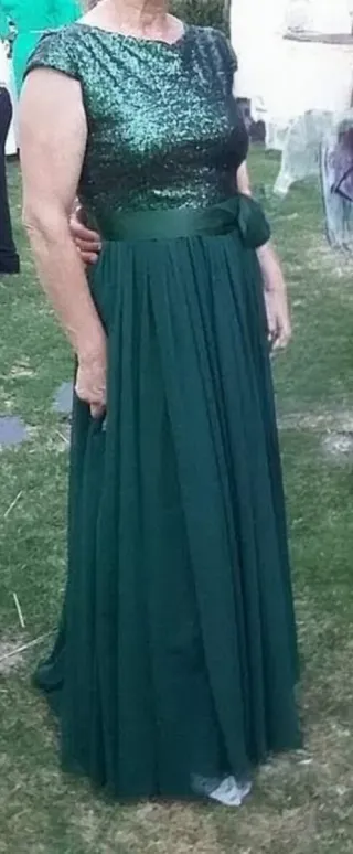 Vestido de fiesta verde gasa