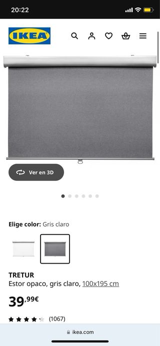 Estor Tretur opaco gris tela