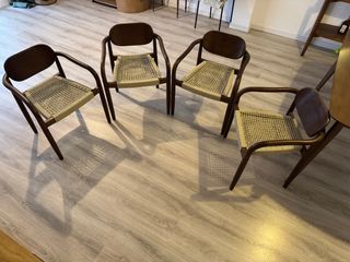 Conjunto 4 Sillas Sklum Madera y Tela