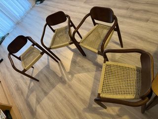 Conjunto 4 Sillas Sklum Madera y Tela