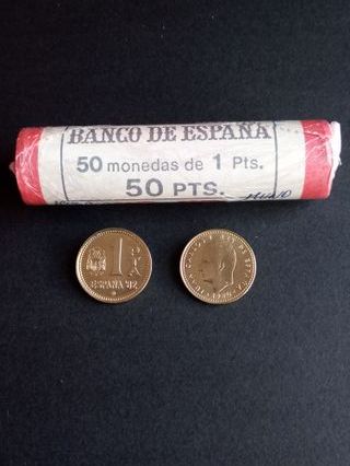 CARTUCHO 50 MONEDAS DE 1 PTA. 1980 * 81