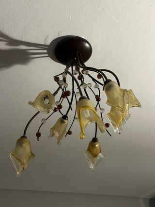 Lámpara de techo floral cristal y metal
