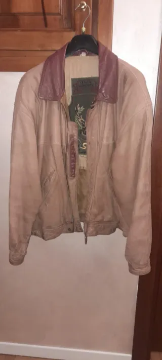 Giacca Vera Pelle Vintage Beige/Marrone