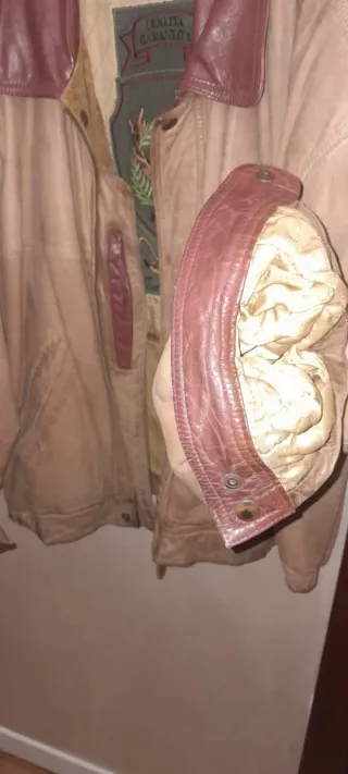 Giacca Vera Pelle Vintage Beige/Marrone