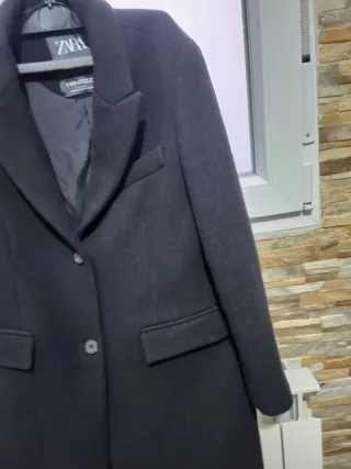 Abrigo largo paño Zara negro