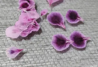 Pendientes pétalo geranio oro y morado