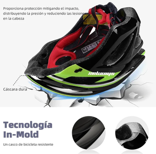 Casco Ciclismo Adulto Ajustable con Luz LED