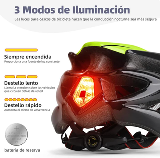 Casco Ciclismo Adulto Ajustable con Luz LED