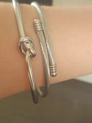 2 bracciali rigidi acciaio inox nodo