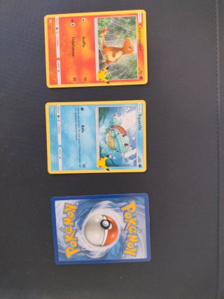 Carte Pokémon Bulbasaur, Squirtle, Charmander 25th
