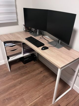 Escritorio de esquina madera y metal