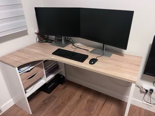 Escritorio de esquina madera y metal