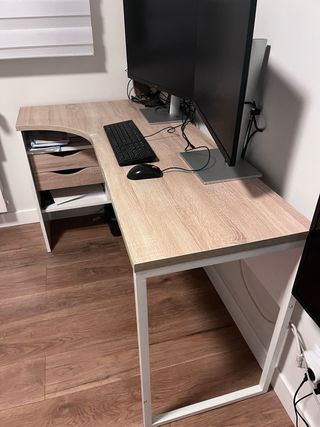 Escritorio de esquina madera y metal