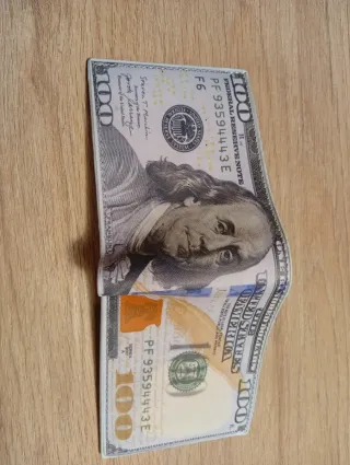 Cartera estilo billete 100 dólares