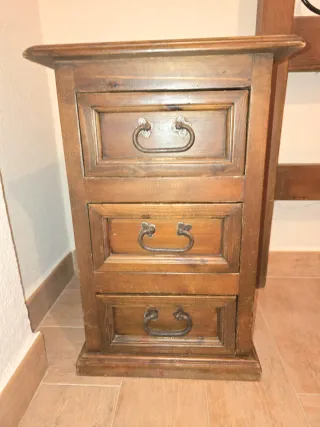 2 cabeceros 90cm y mesita noche madera