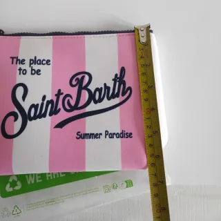 Pochette Saint Barth righe rosa bianco
