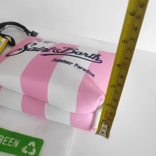 Pochette Saint Barth righe rosa bianco